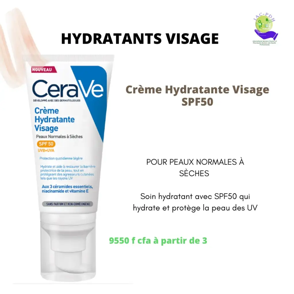 CERAVE CRÈME HYDRATANTE VISAGE SPF50